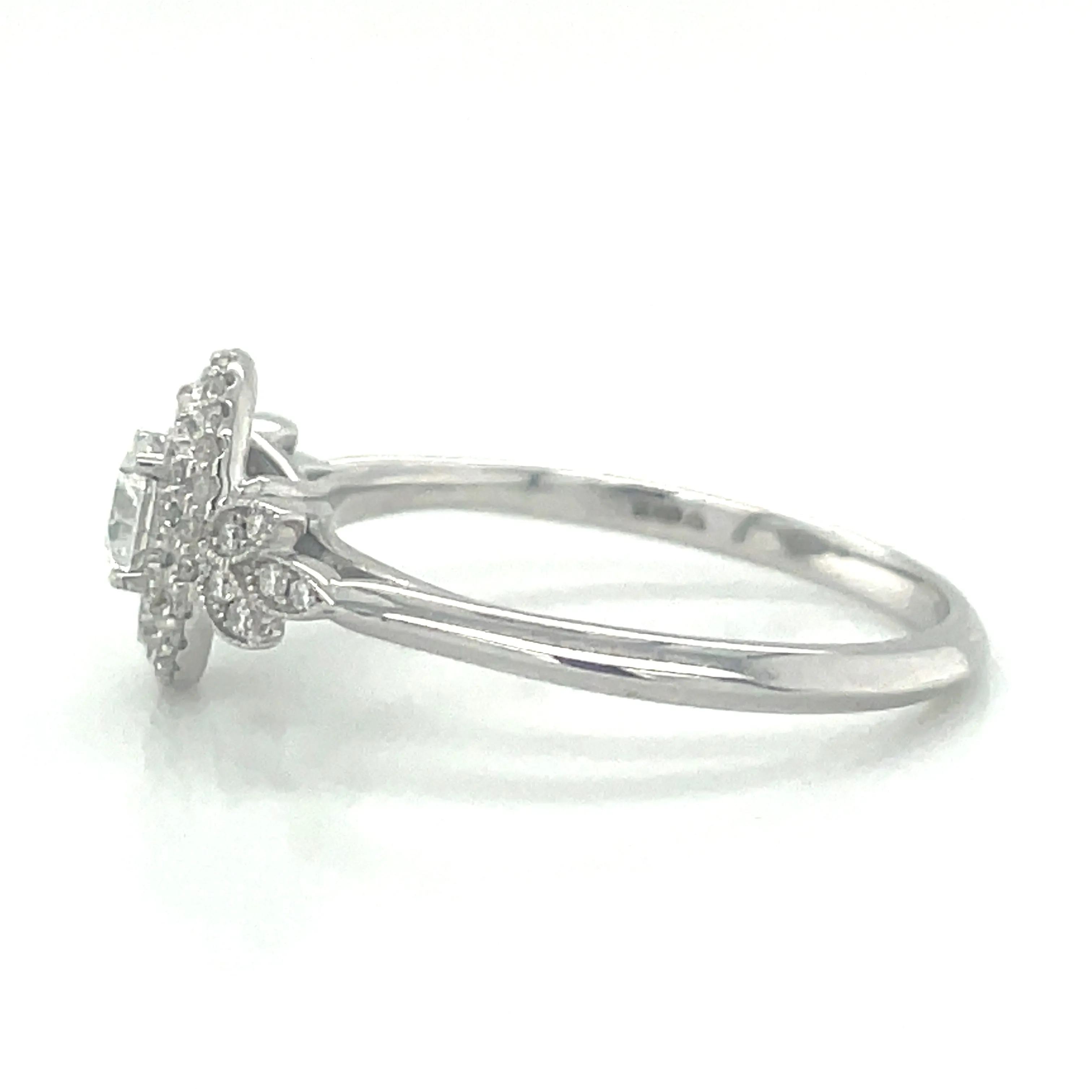 9ct White Gold 0.44ct Double Oval Halo Diamond Engagement Ring