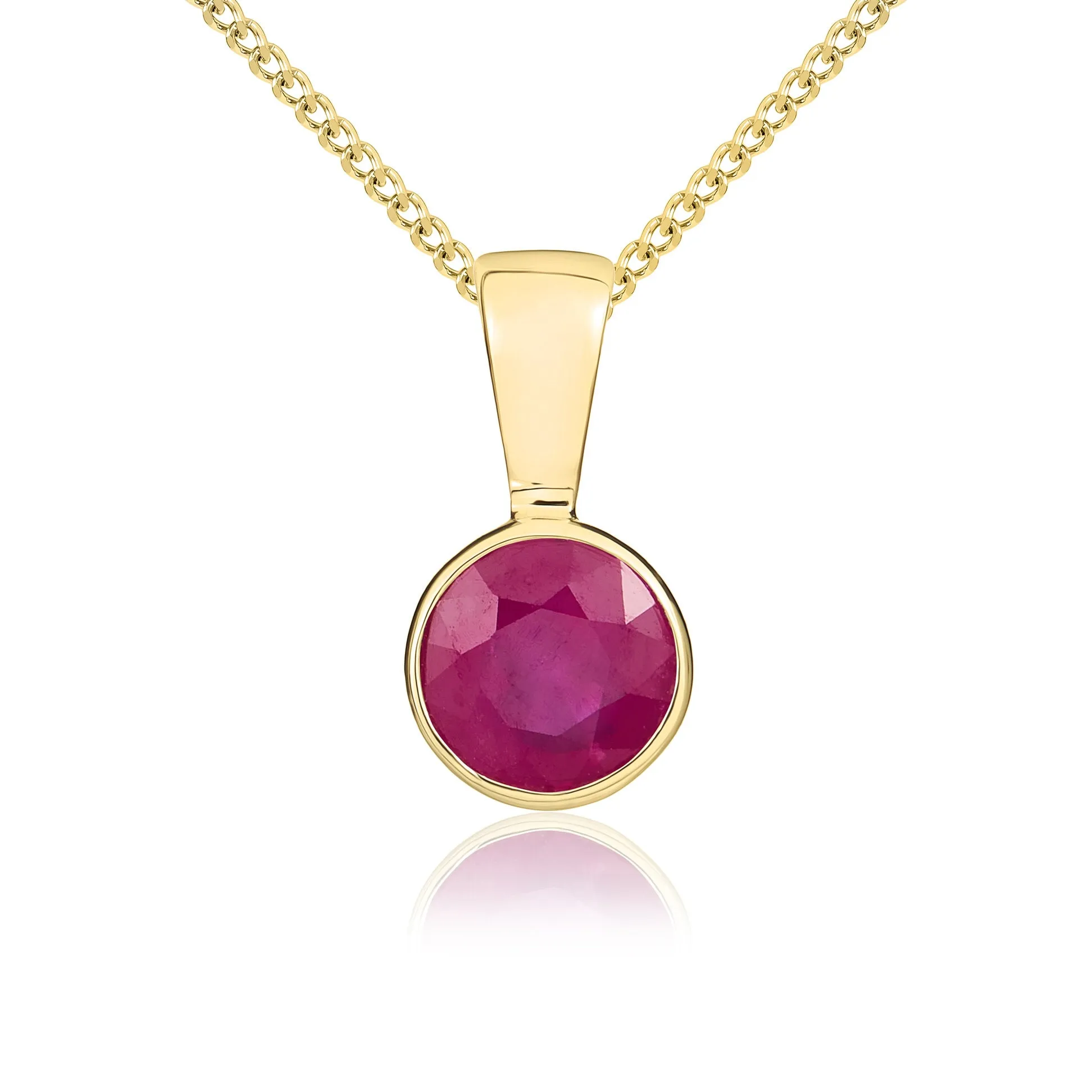 9K Yellow Gold 5mm Round Ruby Pendant