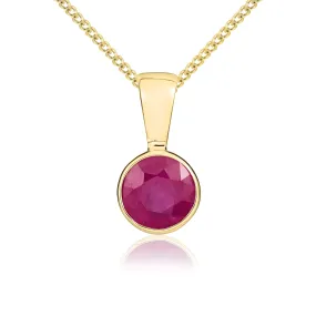 9K Yellow Gold 5mm Round Ruby Pendant