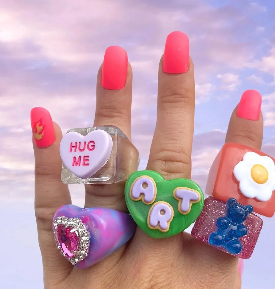 Acrylic Boho Square Rings