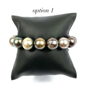 Adjustable Leather Tahitian Pearl Bracelet, Tahiti Pearls, Tahitian Pearls, Sku 989