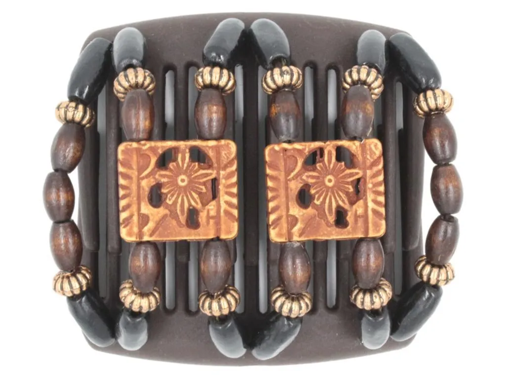 African Butterfly Chameleon Hair Comb - Dupla Brown 47