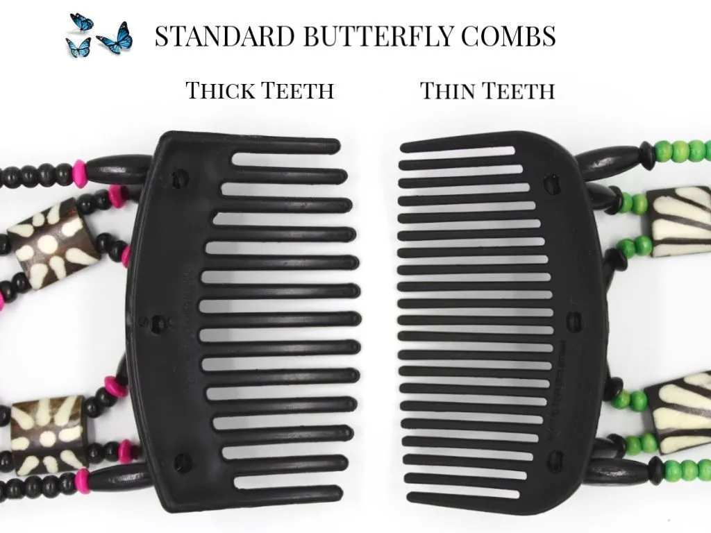 African Butterfly Thick Hair Comb - Ndebele Brown 150