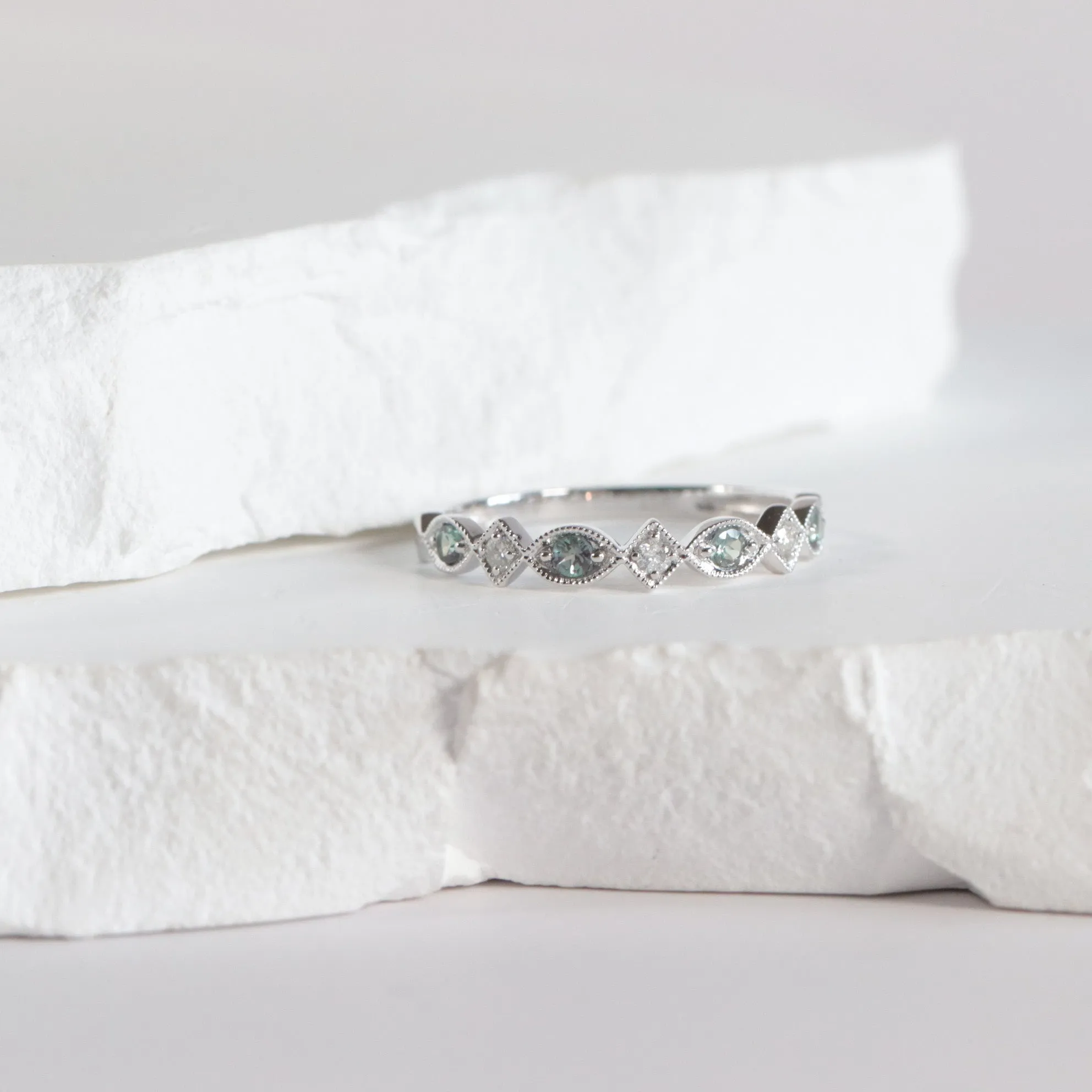 Alexandrite   Diamond Stackable Band