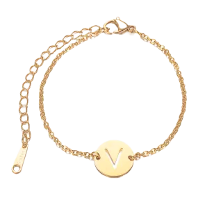 Alphabet Bracelet Gold Plated - Letter V