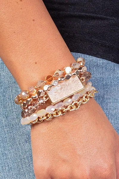 Animal Print and Crystal Stacked Bracelets