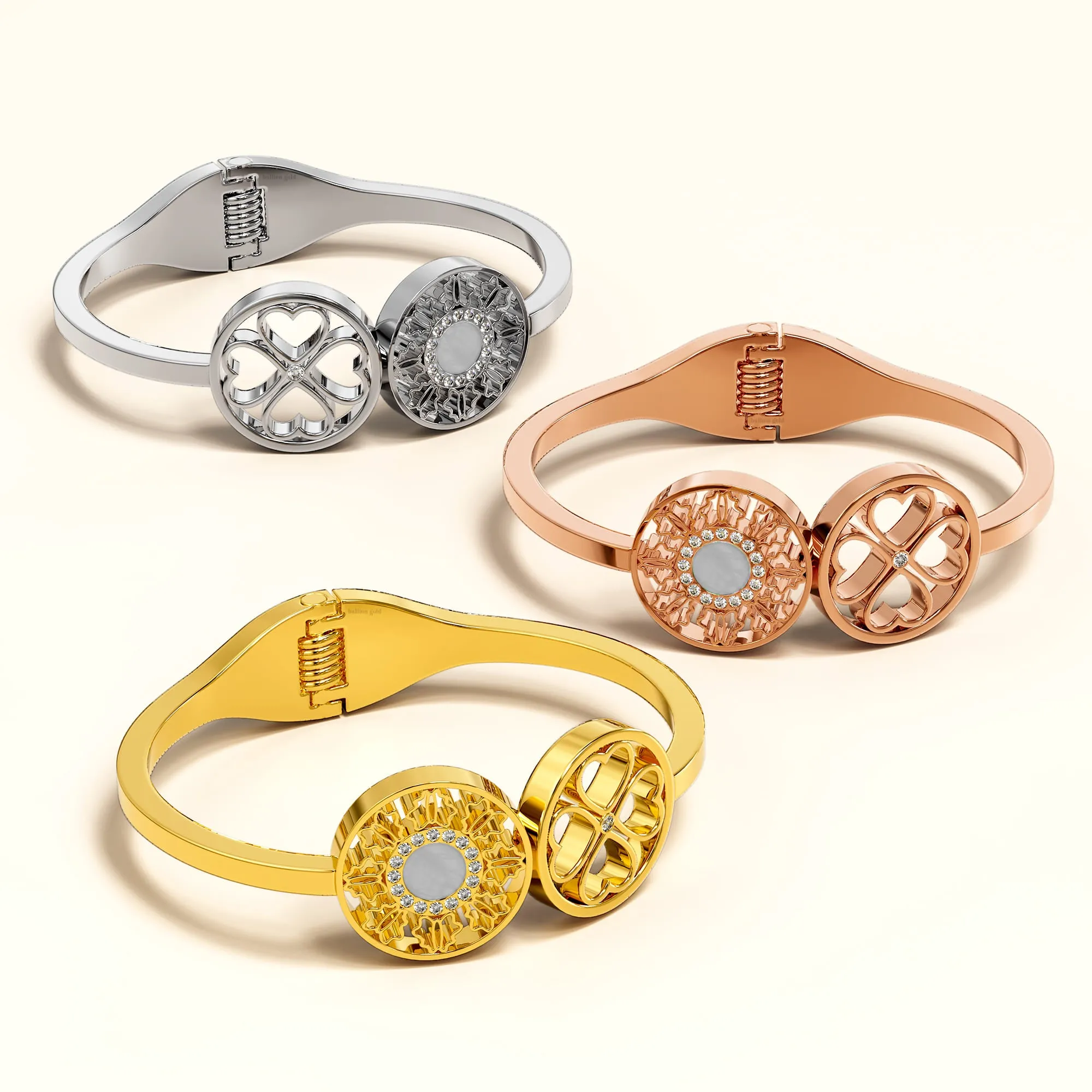 Artistic Floral Hinged Bangle