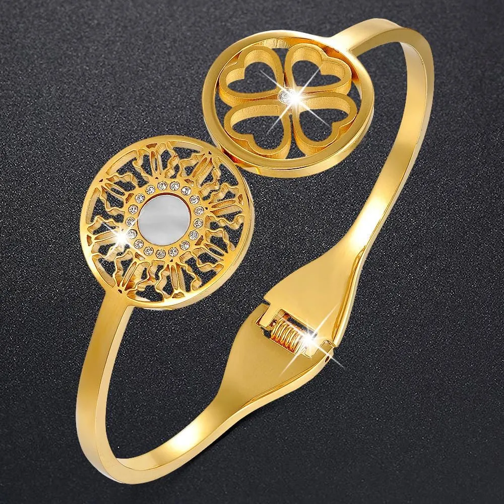 Artistic Floral Hinged Bangle