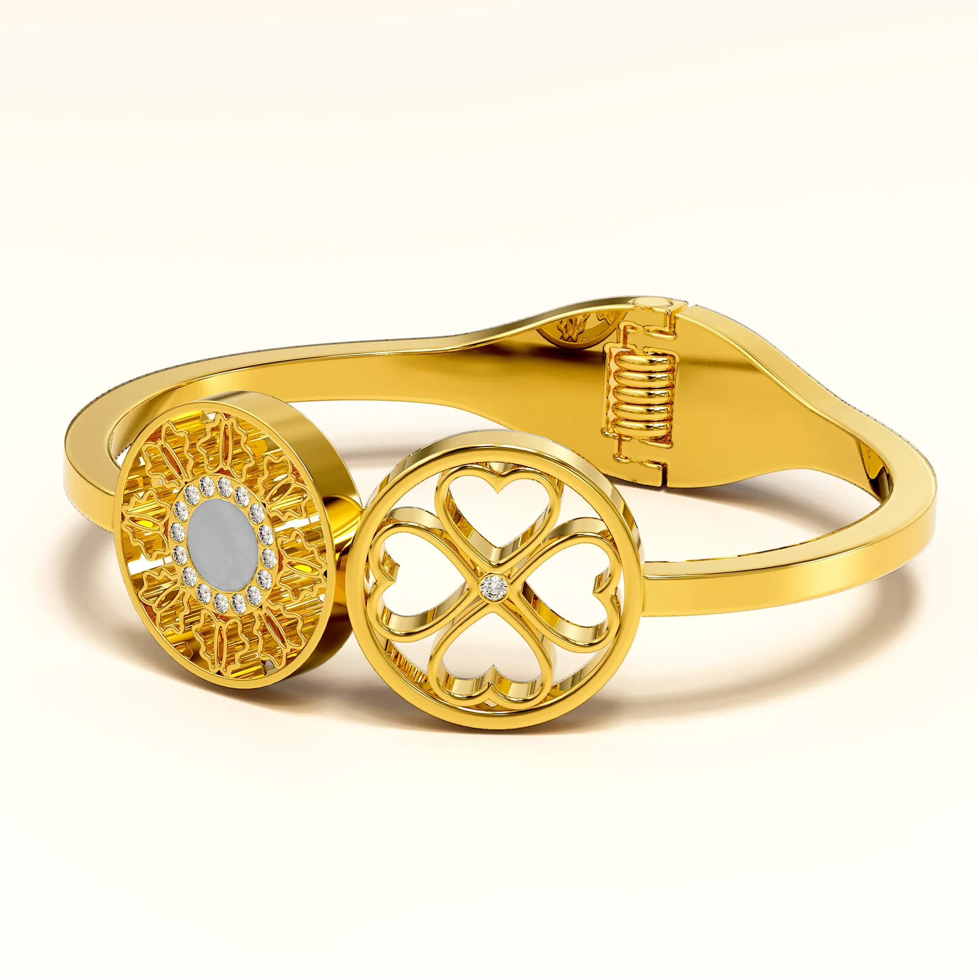 Artistic Floral Hinged Bangle