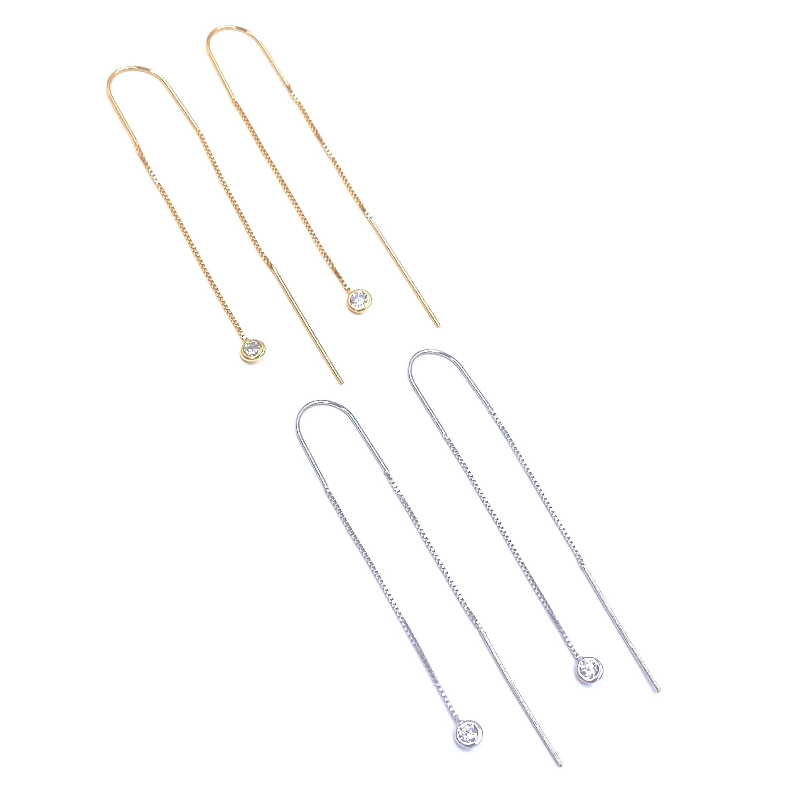 Ashley Gold Sterling Silver Single CZ Drop Earrings