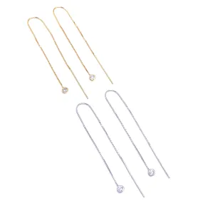 Ashley Gold Sterling Silver Single CZ Drop Earrings