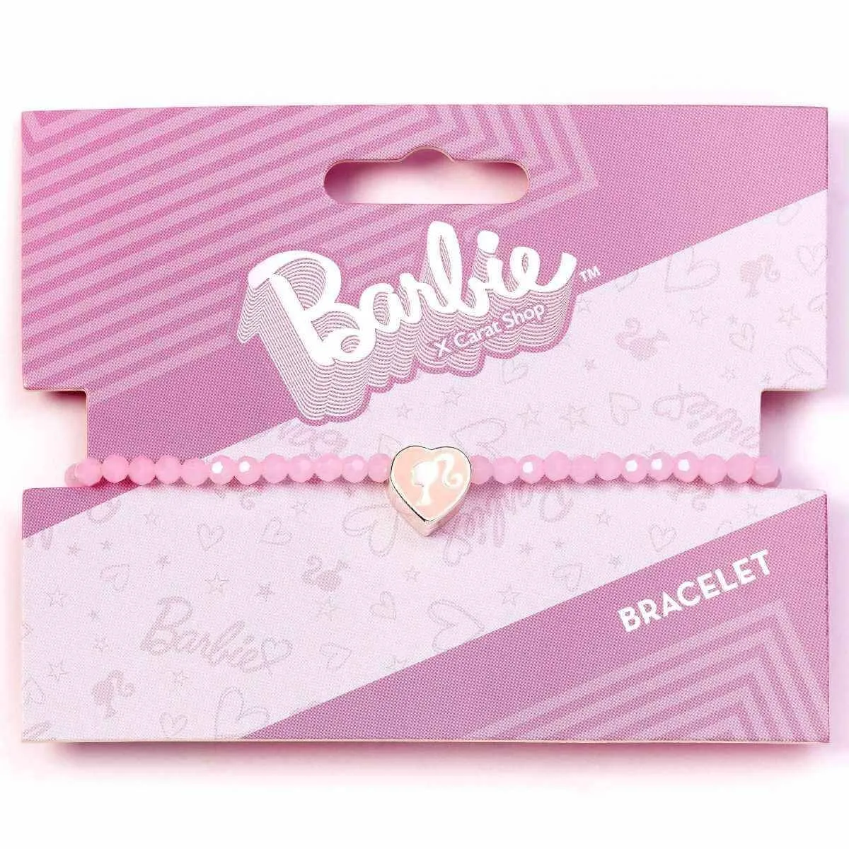 Barbie™️ Pink Bead Friendship Bracelet with Heart Shaped Bead - Barbie x Carat Shop