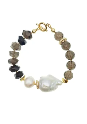 Baroque Pearl With Smoky Quartz Bracelet AB006