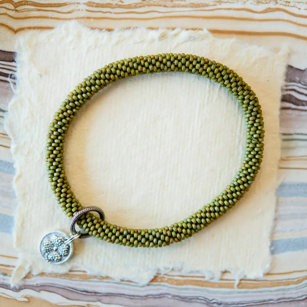 Beaded Bangle   Clover Charm