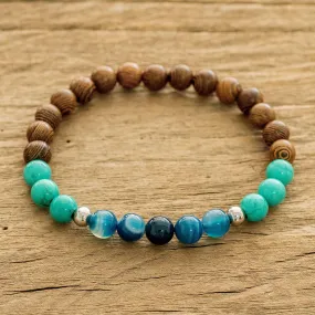 Beaded Bracelet of Agate & Jasper & Turquoise - Serene Beach | NOVICA