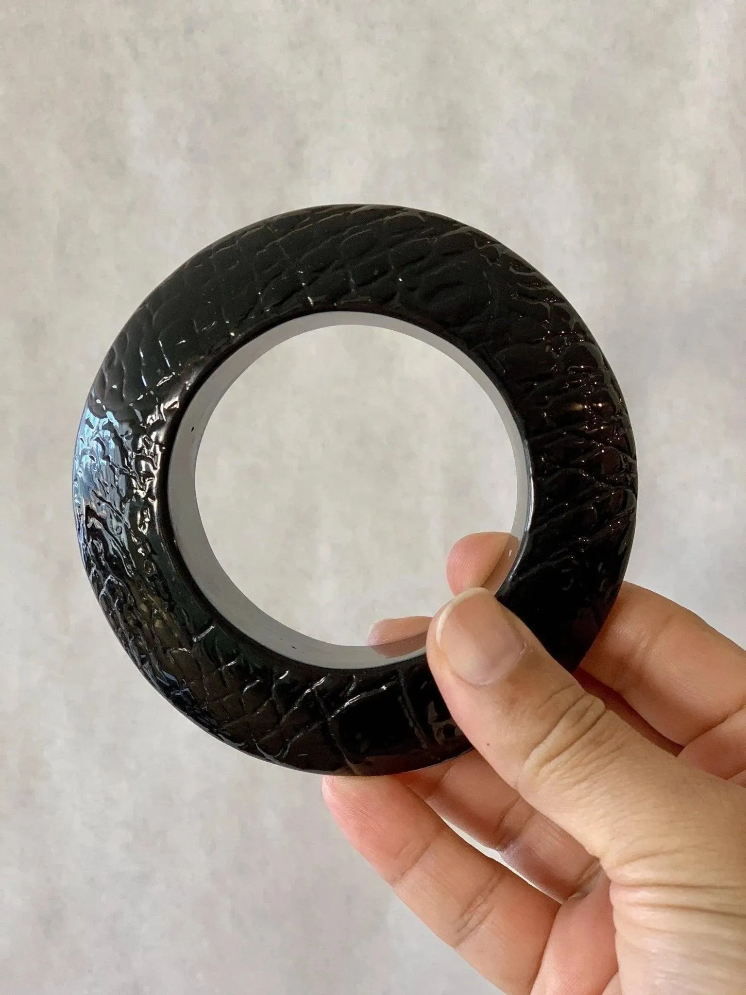 Black Resin Bangle Saucer Shaped