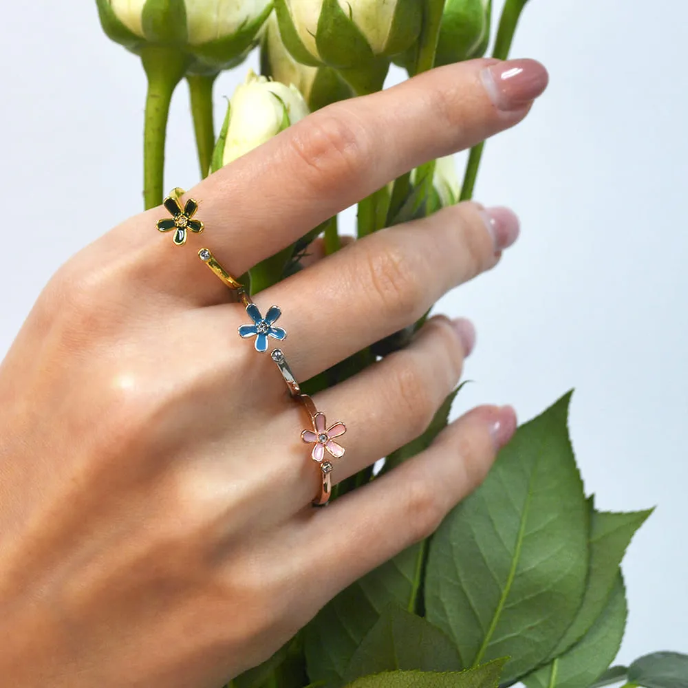 Boxed Petalia Turquoise Blue Ring and Bracelet Featured SWAROVSKI Crystals in White Gold