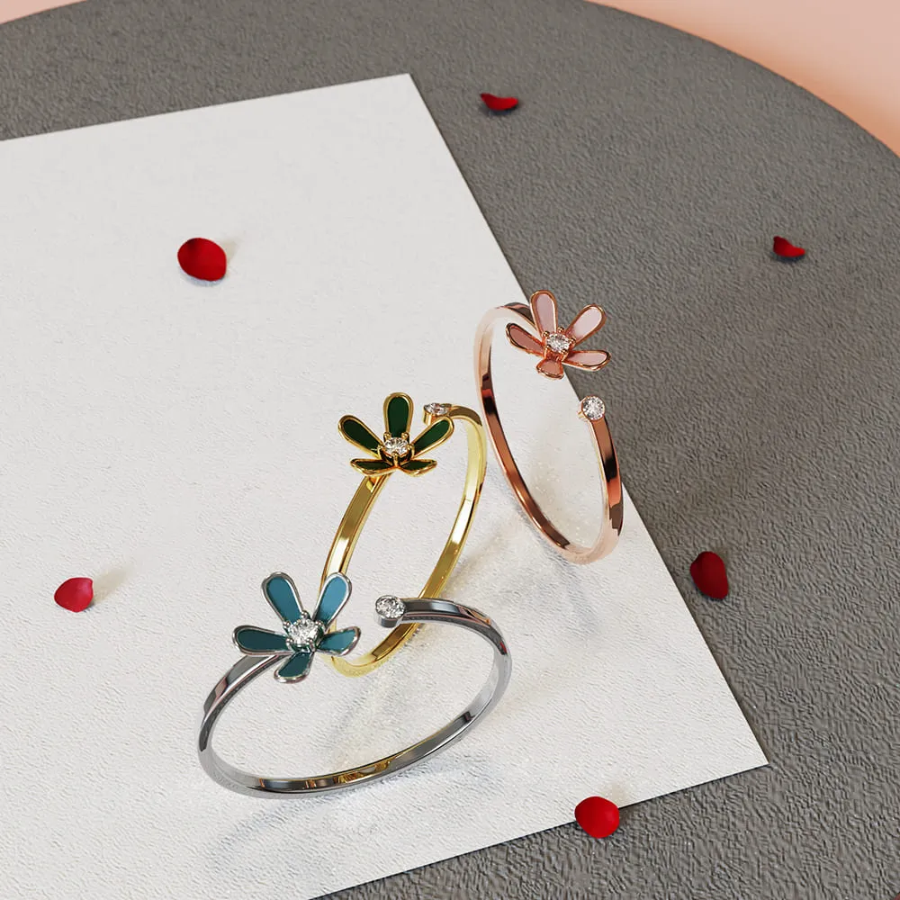 Boxed Petalia Turquoise Blue Ring and Bracelet Featured SWAROVSKI Crystals in White Gold