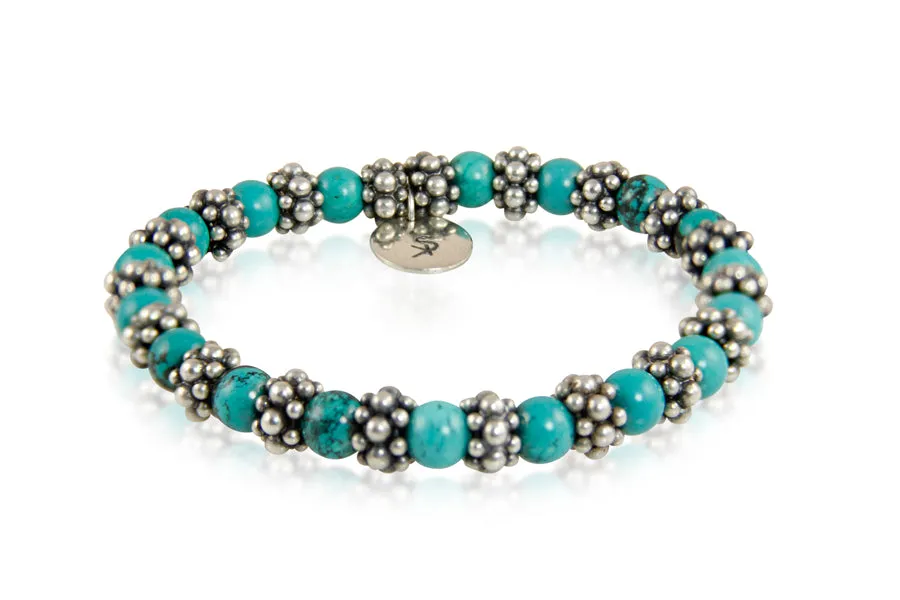 Bracelet - Beaded Turquoise & Silver Signature Collection