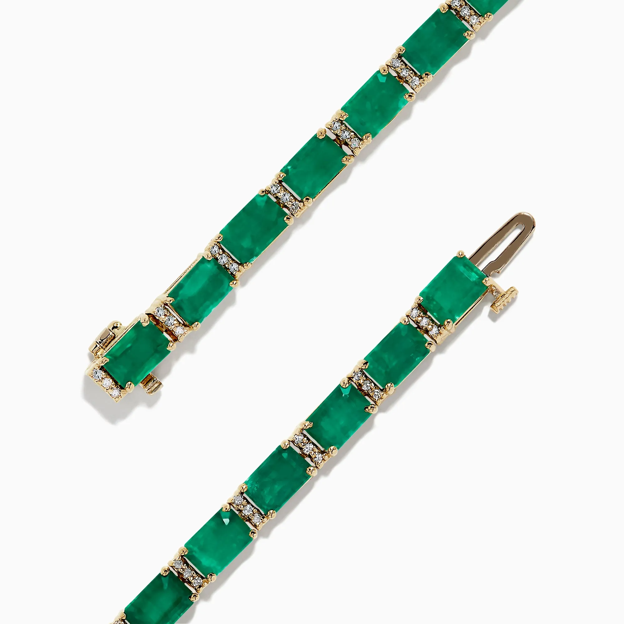 Brasilica 14K Yellow Gold Emerald & Diamond Tennis Bracelet, 11.76 TCW