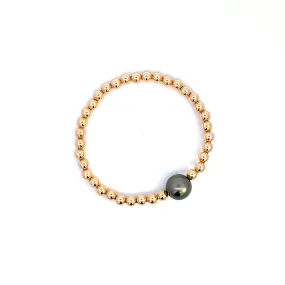 Bubbly Tahitian Stretch Bracelet / Dark Gray Green / Ready To Ship #4