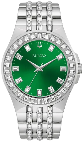 Bulova Crystal Green Dial Men Watch 96A253