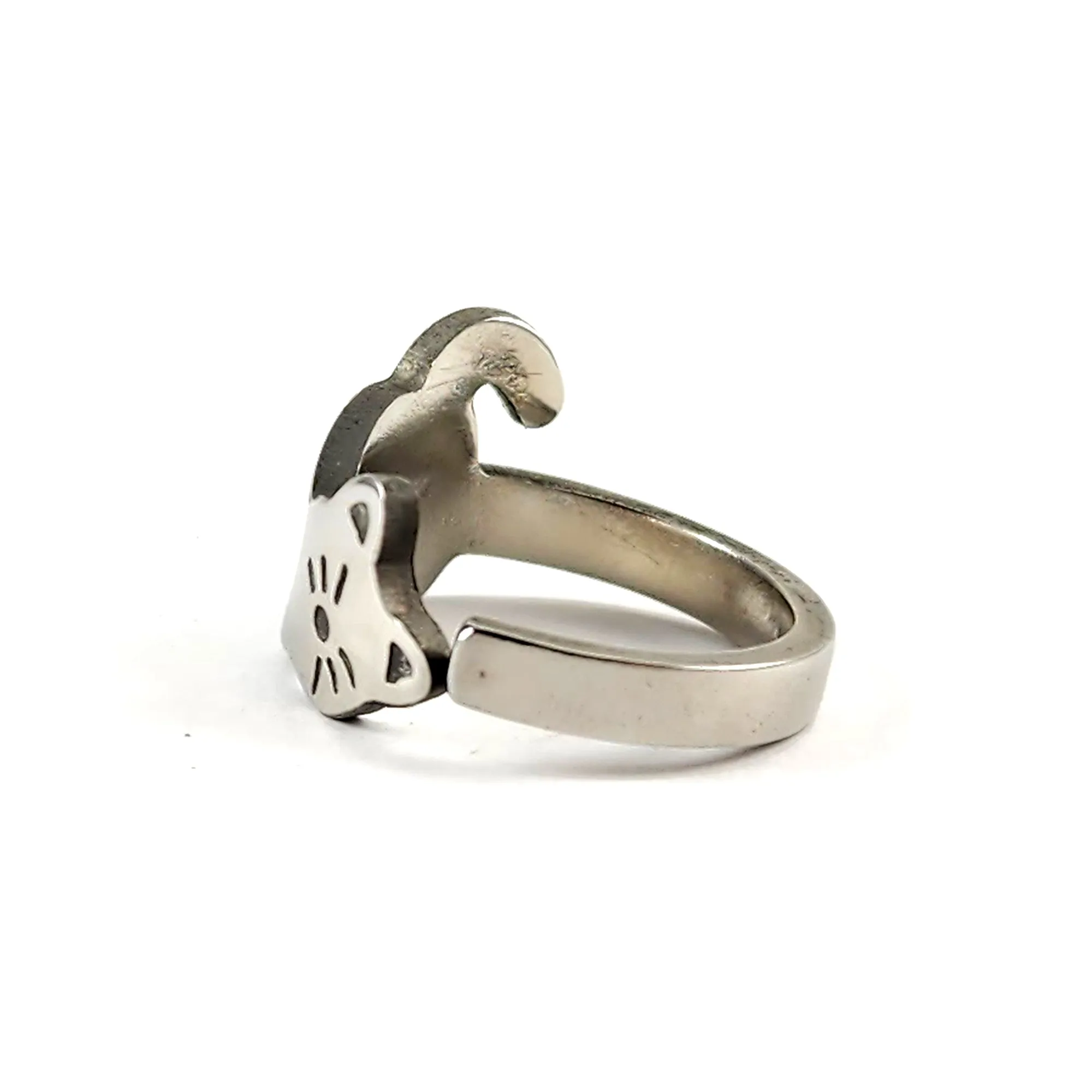 Cat Silhouette Stainless Steel Spoon Ring