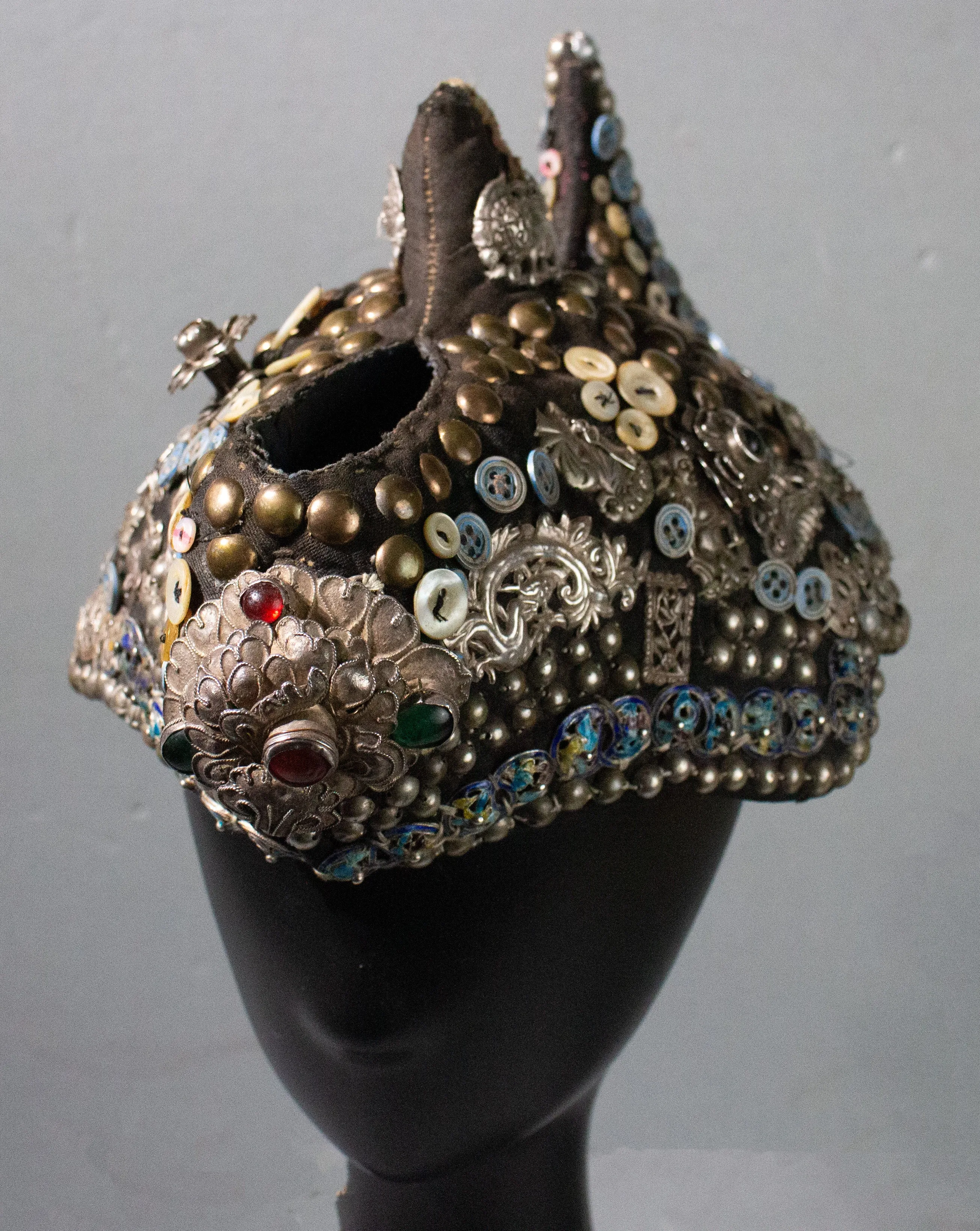 Chinese Minority Headdress with Silver