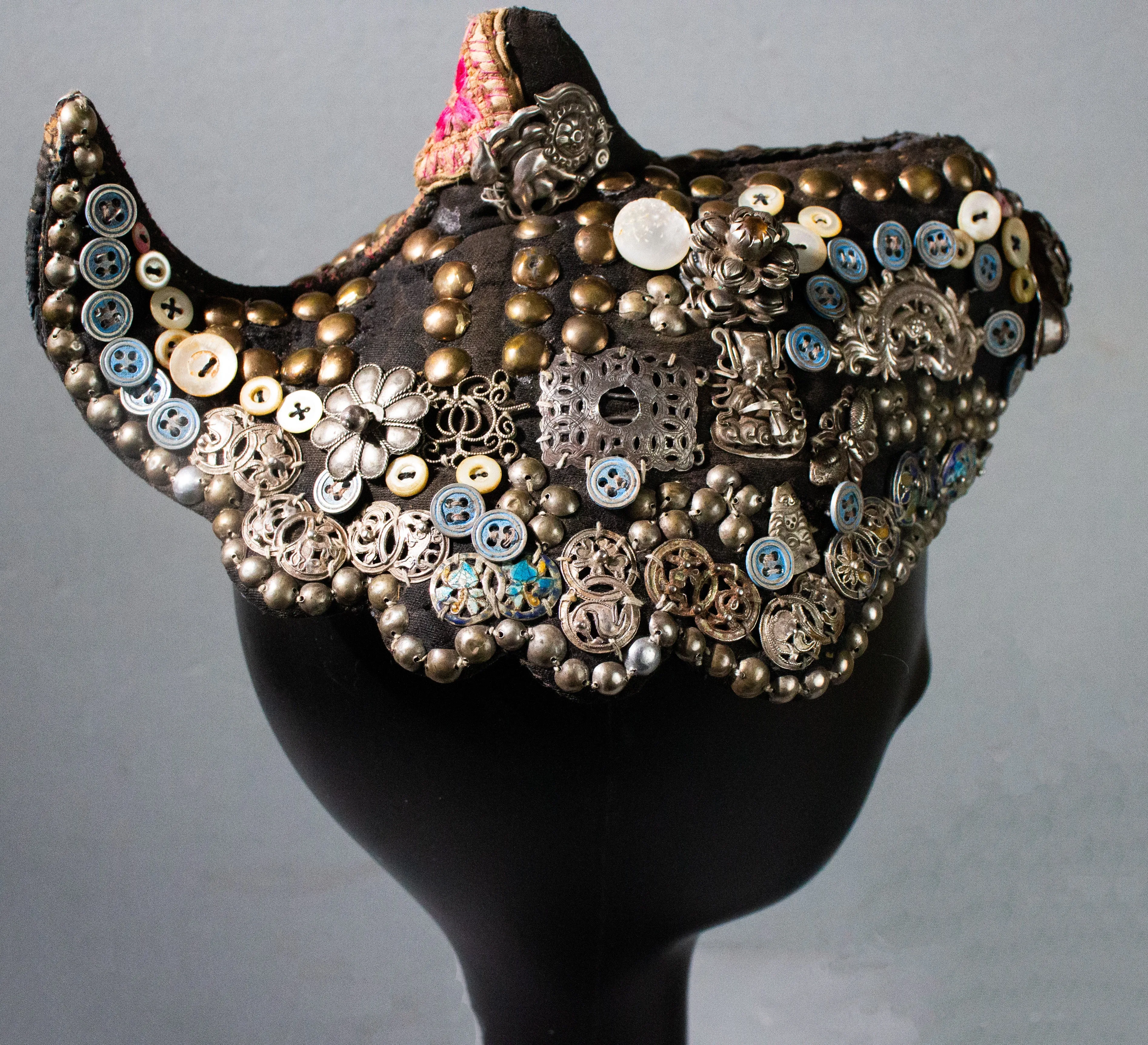 Chinese Minority Headdress with Silver
