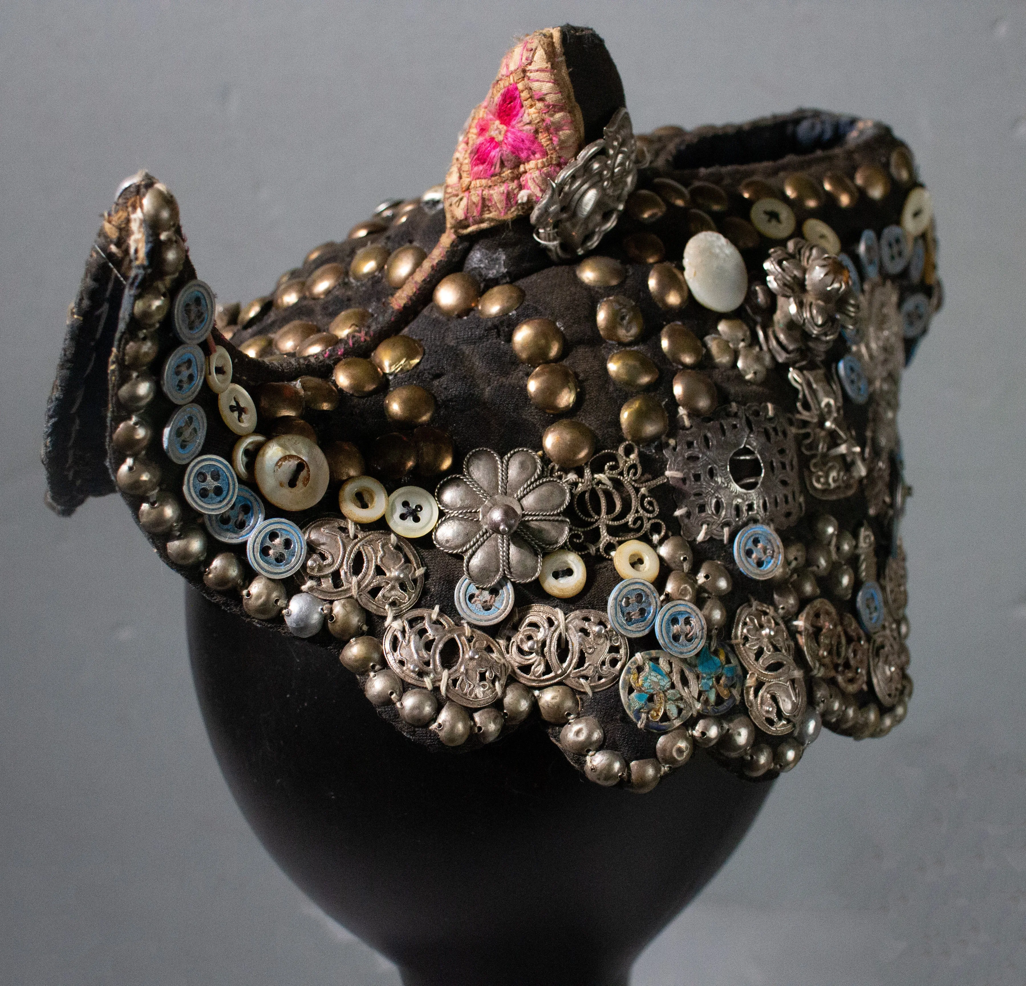 Chinese Minority Headdress with Silver