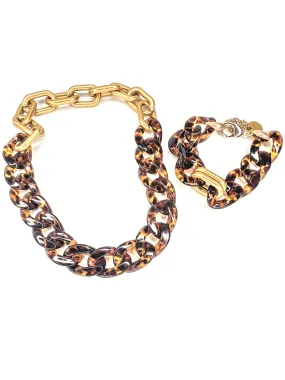 Chunky Acrylic Link Tortoise Bracelet or Necklace