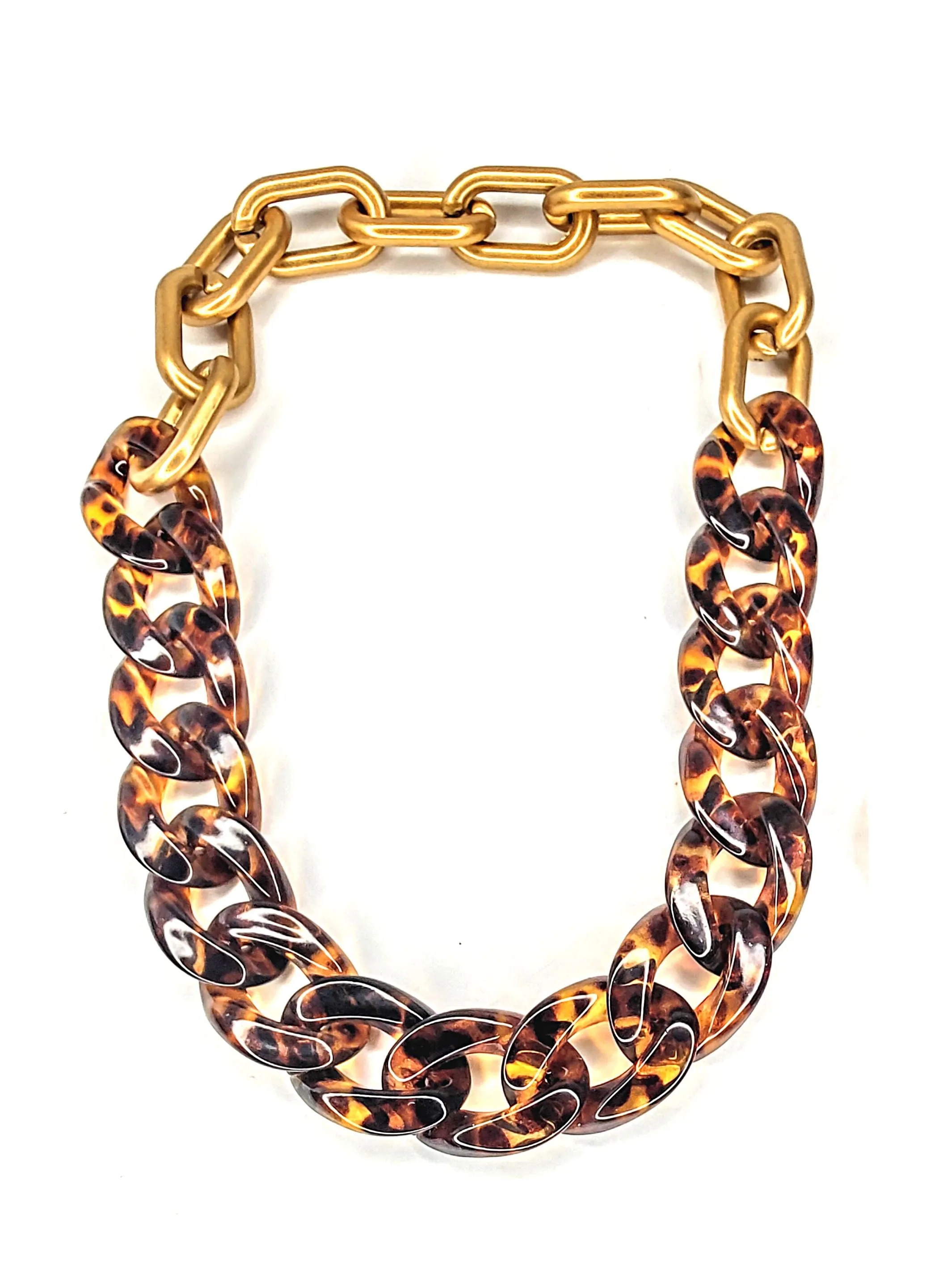 Chunky Acrylic Link Tortoise Bracelet or Necklace