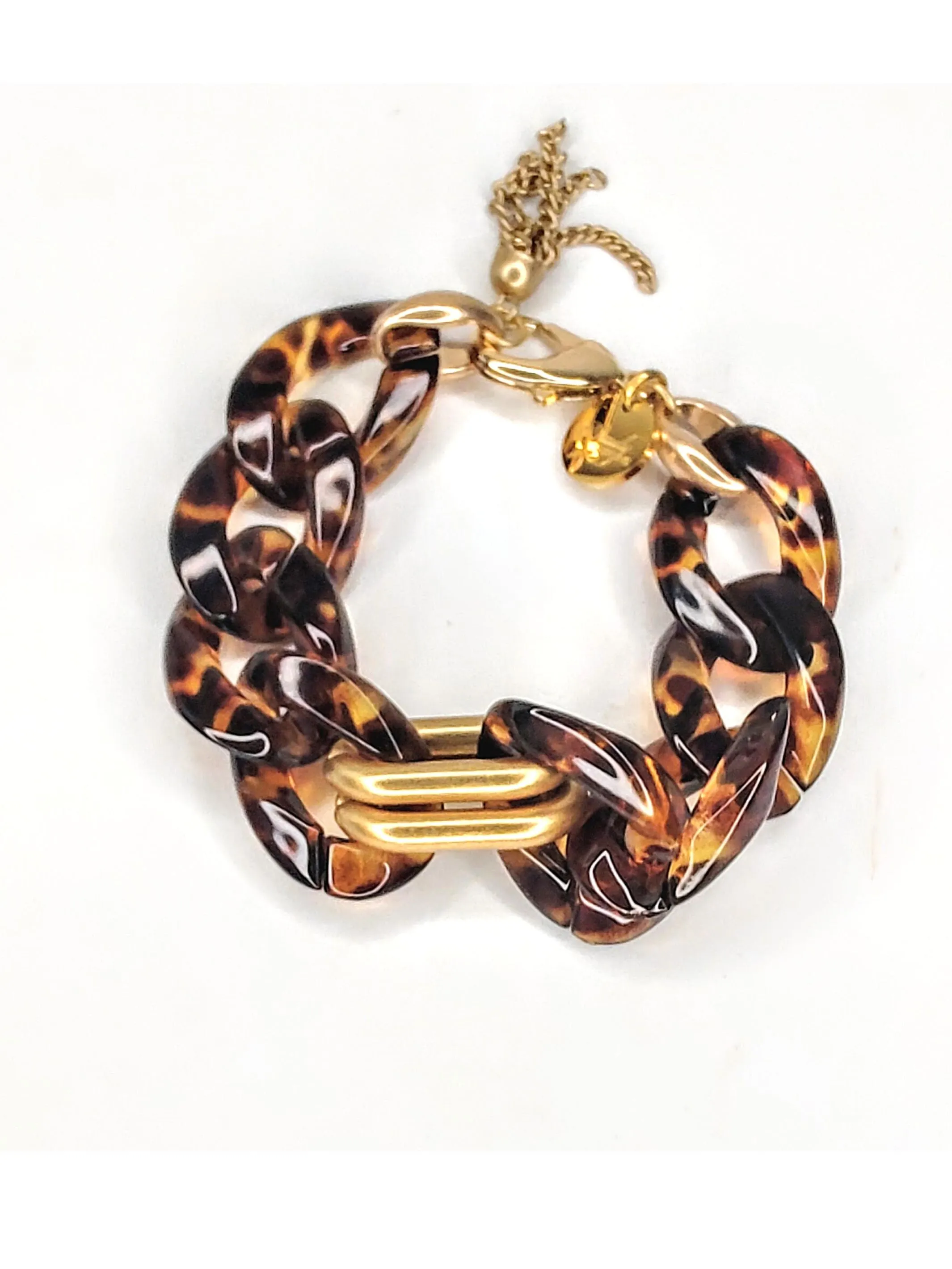 Chunky Acrylic Link Tortoise Bracelet or Necklace