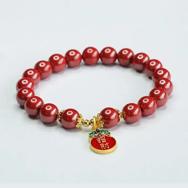 Cinnabar and Imperial Sand Bracelet for Fortune and Blessings