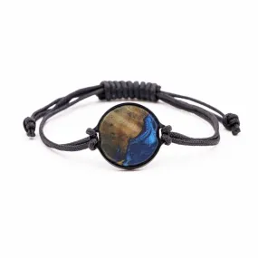 Circle Wood Resin Bracelet - Maye (Teal & Gold, 573259)