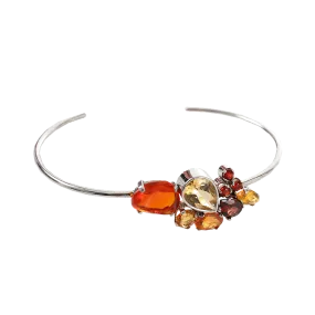 Citrine, Fire Opal and Sapphire Cuff Bracelet