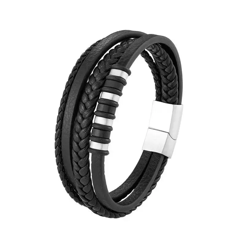 Classic Multilayered Handwoven Leather Bracelet Infinity Symbol Charm Fashion Men's Bangles Jewelry Gifts Pulseira