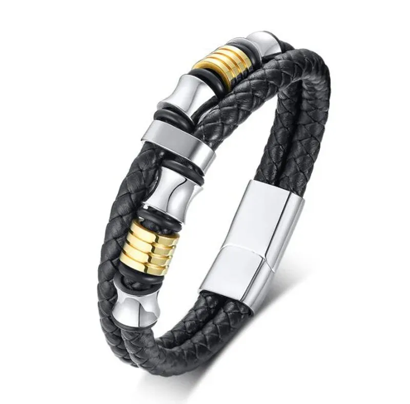Classic Multilayered Handwoven Leather Bracelet Infinity Symbol Charm Fashion Men's Bangles Jewelry Gifts Pulseira