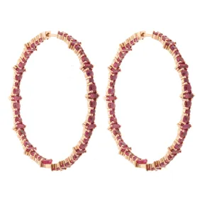Cosmic Large Ruby Rivulet Hoops