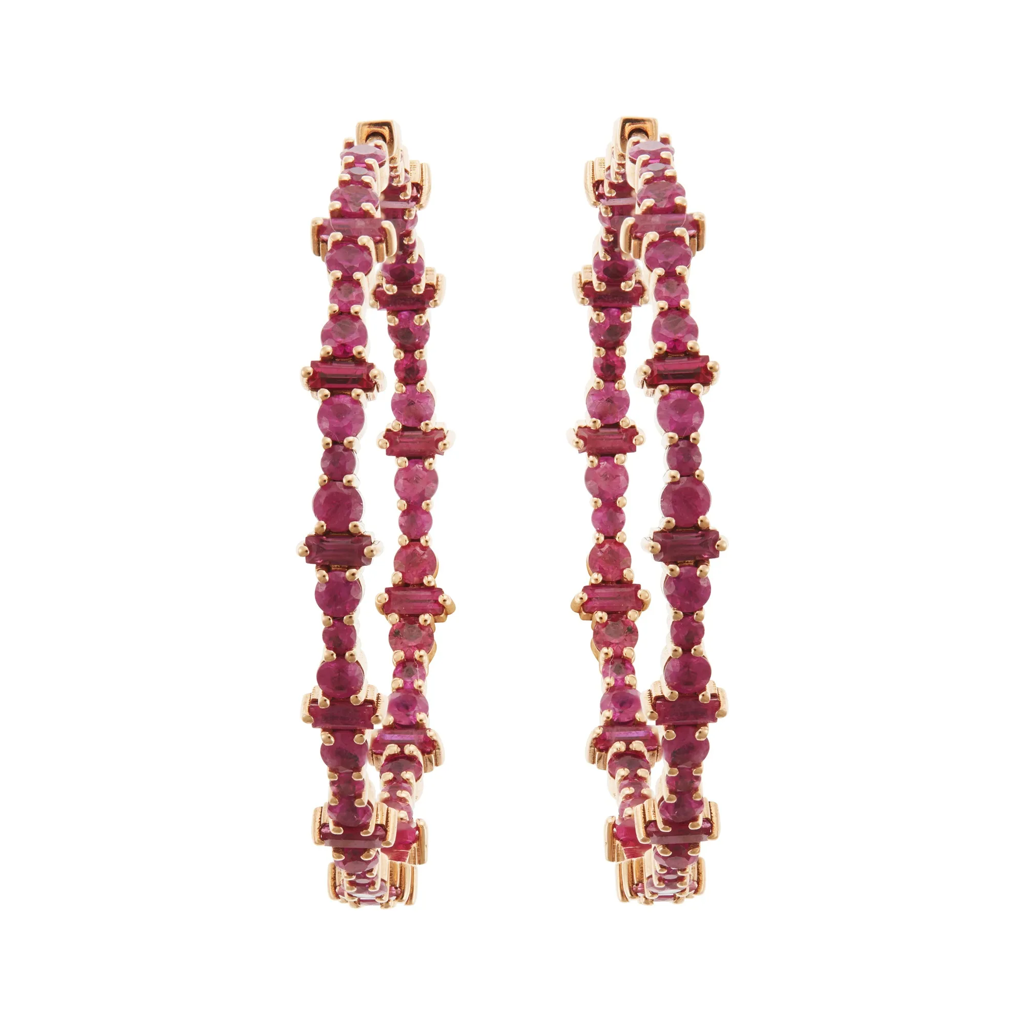Cosmic Large Ruby Rivulet Hoops