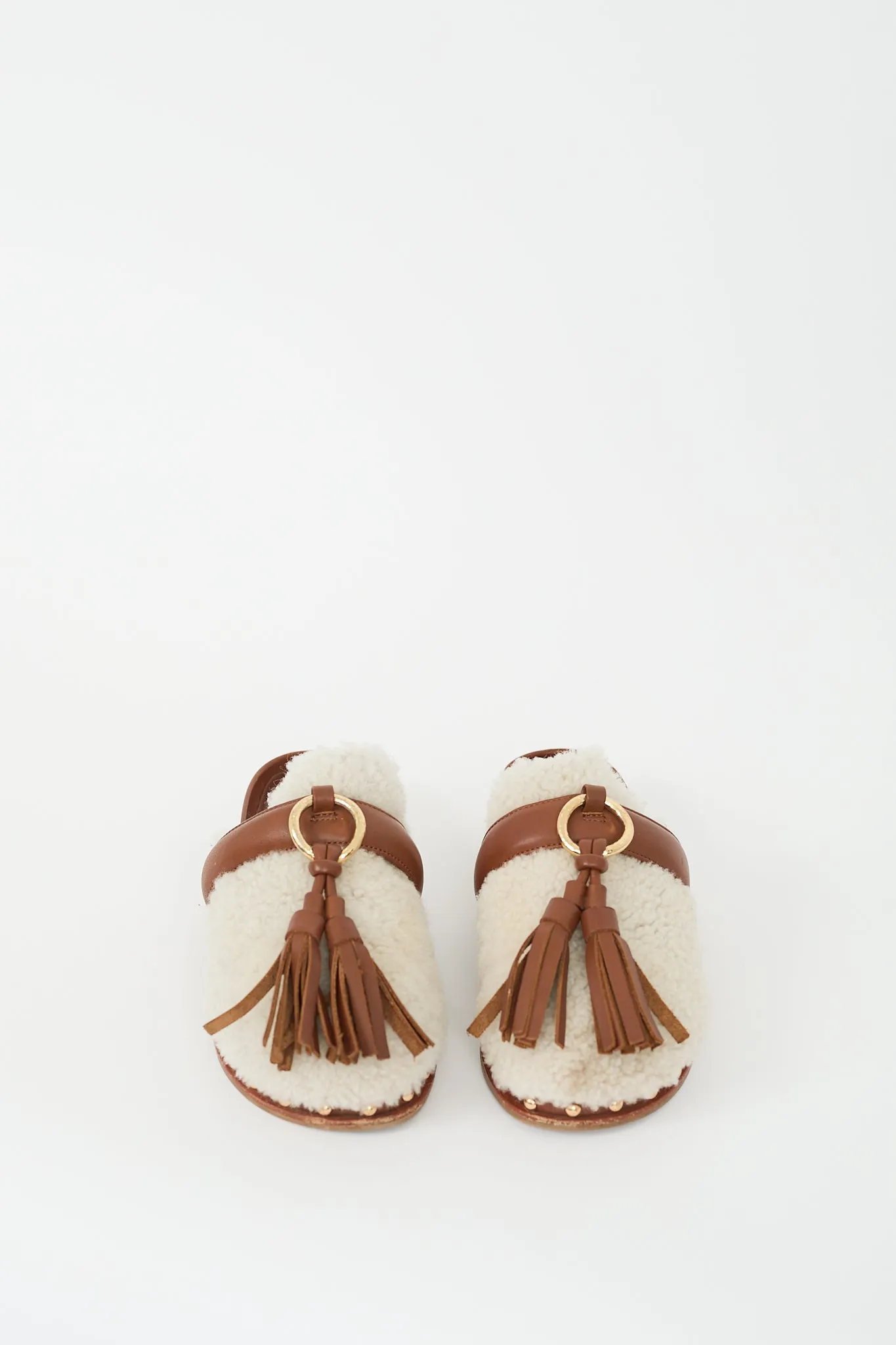 Cream Shearling Brown Leather Ruby Mule