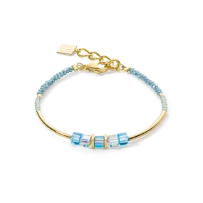 Cube Story Minimalistic bracelet gold-turquoise