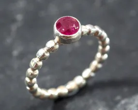 Dainty Ruby Ring - Ruby Bezel Ring - Red Solitaire Ring