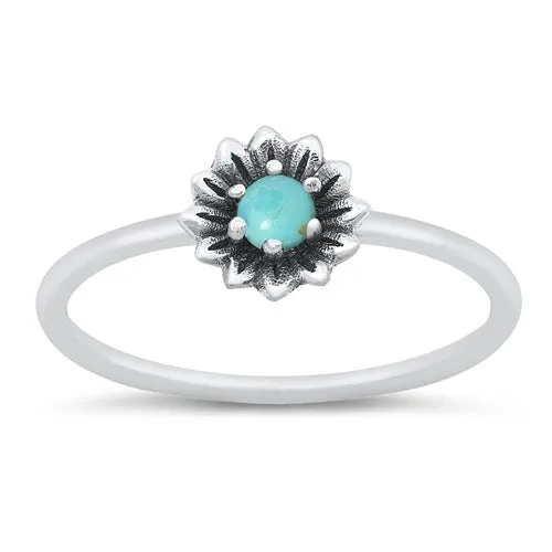 Dainty Turquoise Flower Ring