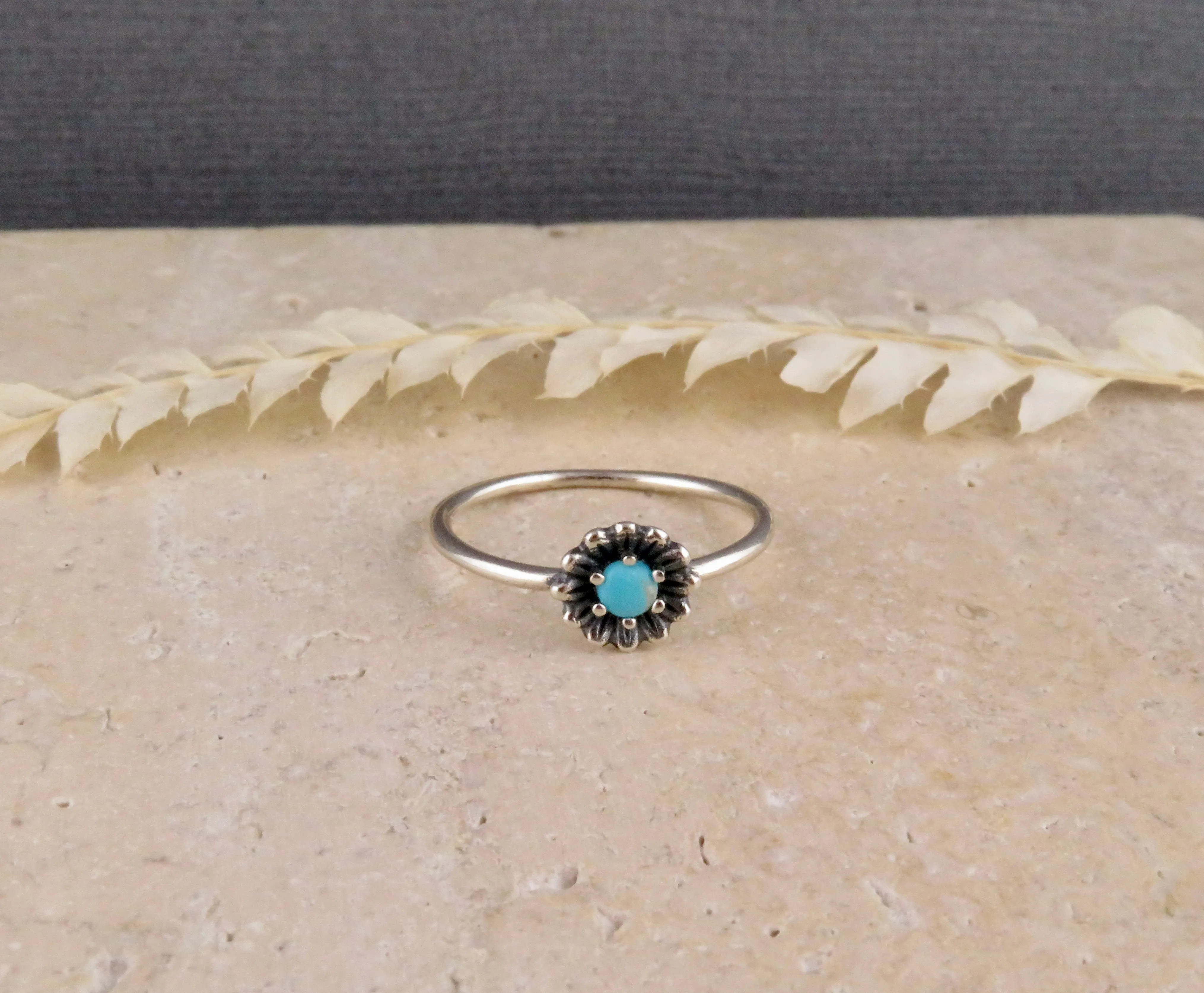 Dainty Turquoise Flower Ring