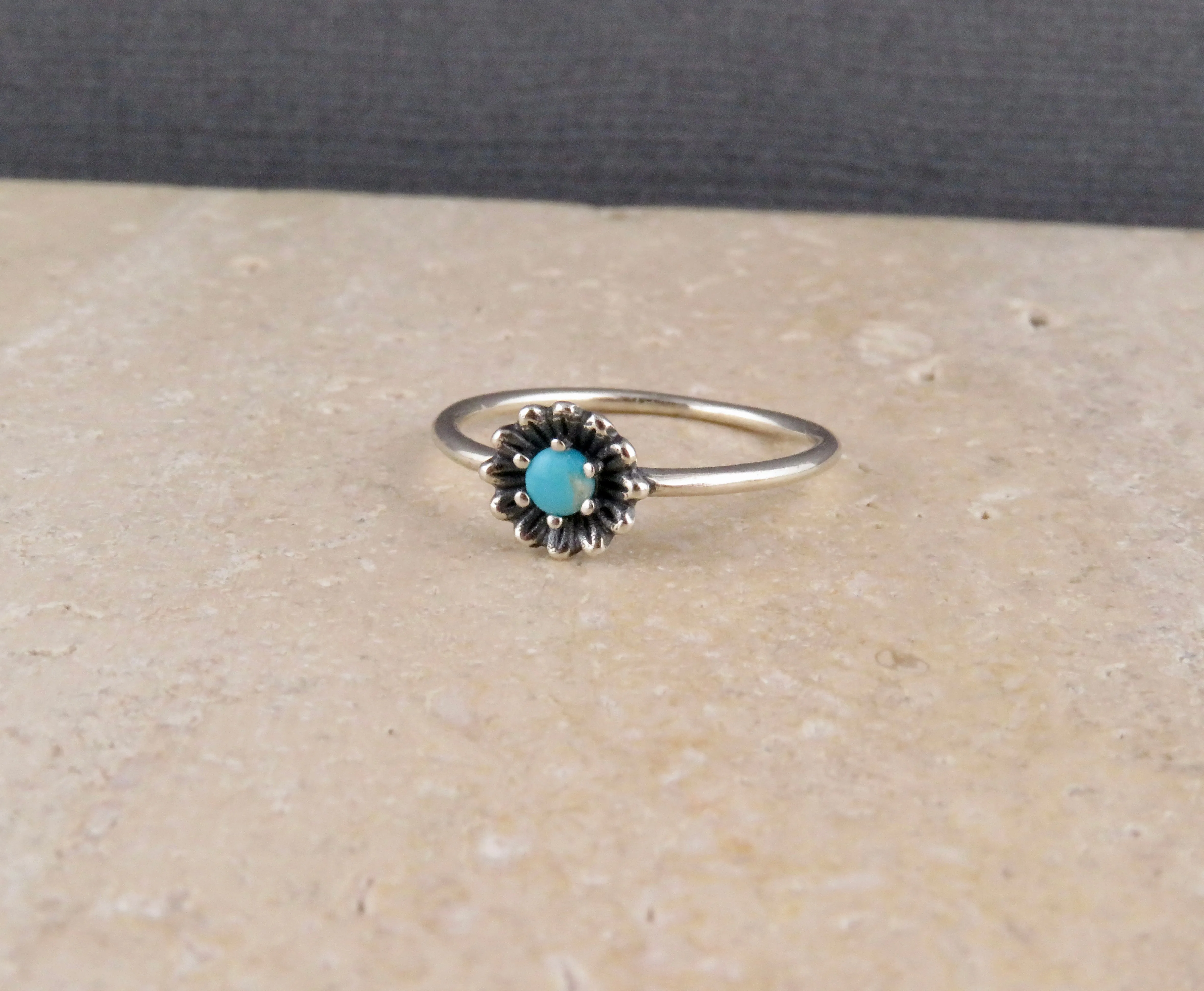 Dainty Turquoise Flower Ring