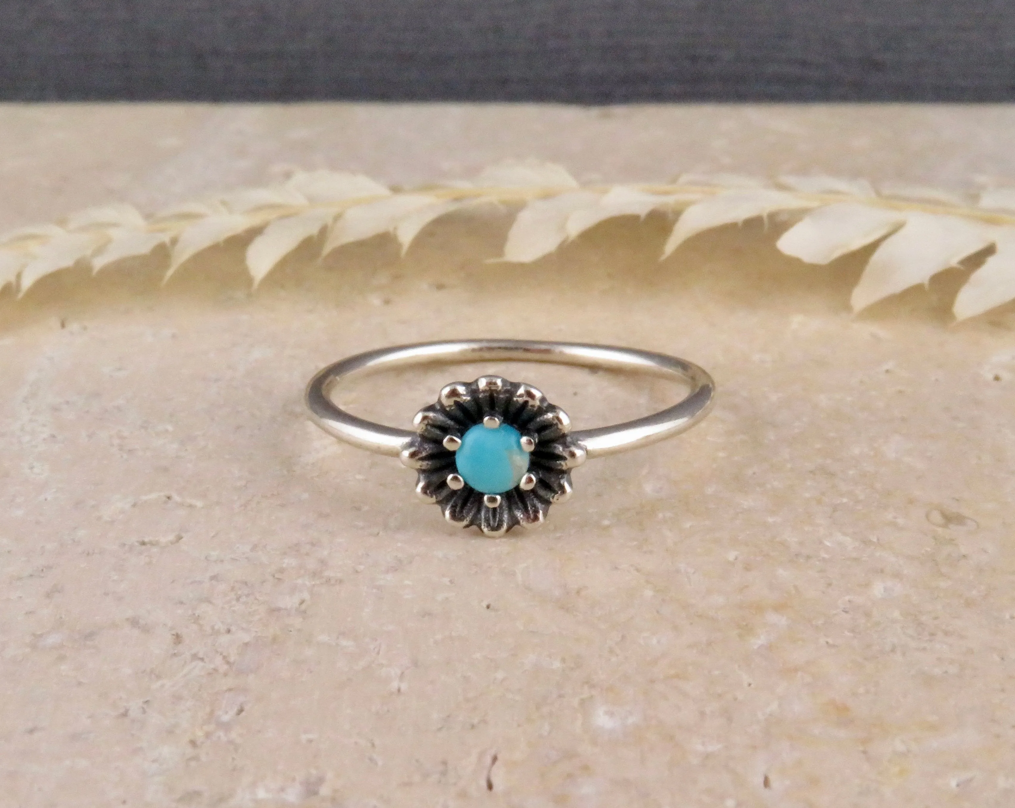 Dainty Turquoise Flower Ring