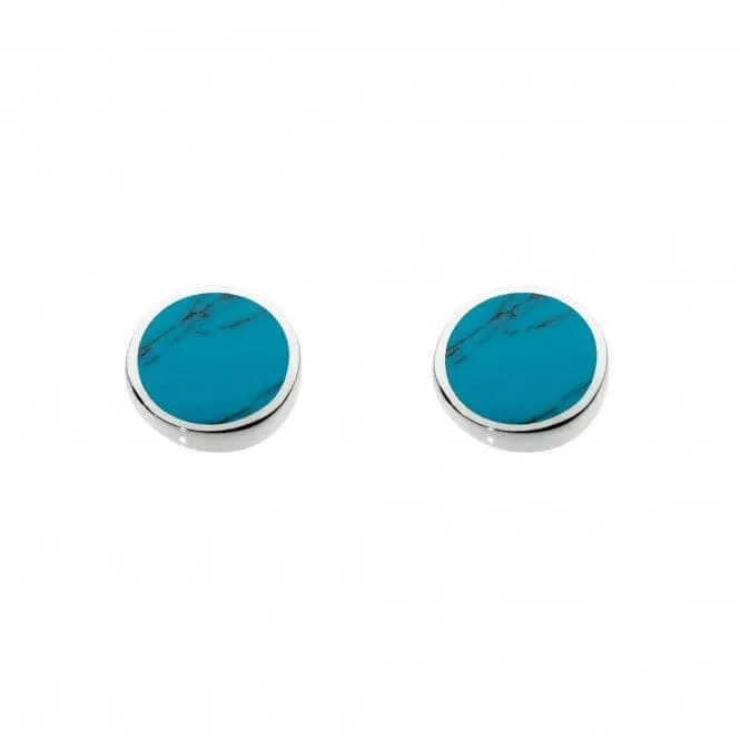 Dew Silver Small Round Synthetic Turquoise Stud earrings 3060TQ013