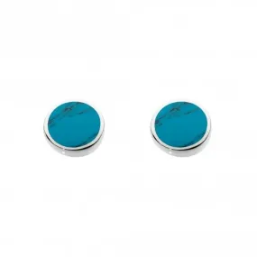 Dew Silver Small Round Synthetic Turquoise Stud earrings 3060TQ013