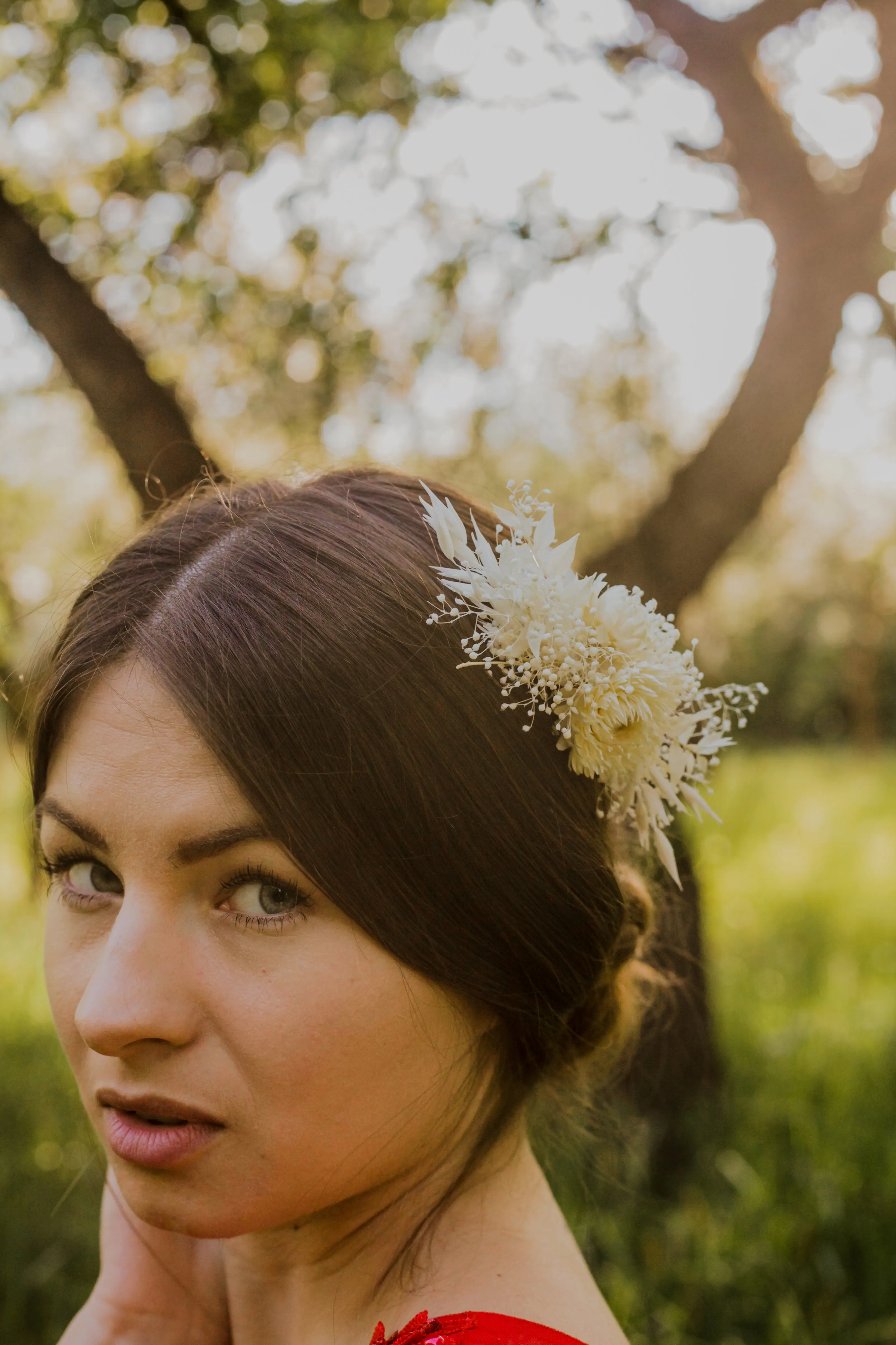 Dried flower hair comb Ivory bridal headpiece Bride Wedding hair comb Natural preserved hair comb Magaela Hair flowers Cream hair comb